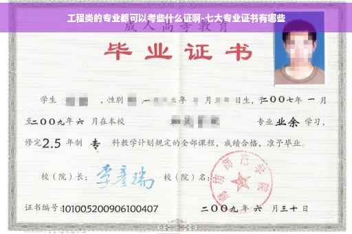 工程类的专业都可以考些什么证啊-七大专业证书有哪些