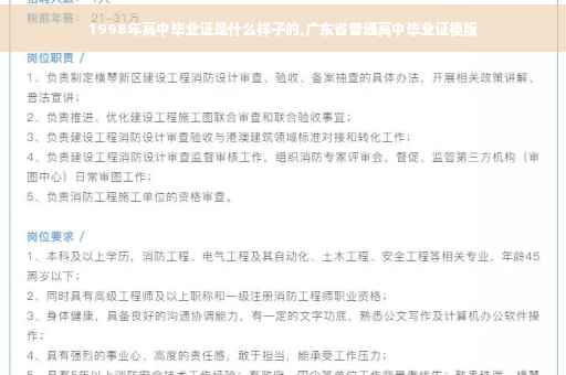 1998年高中毕业证是什么样子的,广东省普通高中毕业证模版
