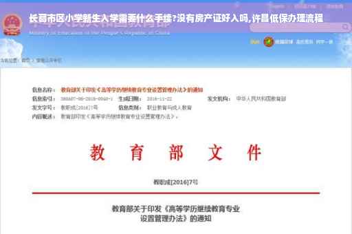 长葛市区小学新生入学需要什么手续?没有房产证好入吗,许昌低保办理流程