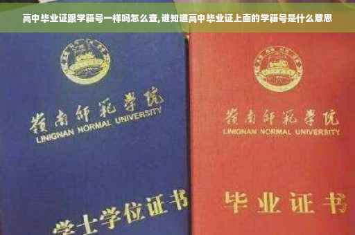 高中毕业证跟学籍号一样吗怎么查,谁知道高中毕业证上面的学籍号是什么意思