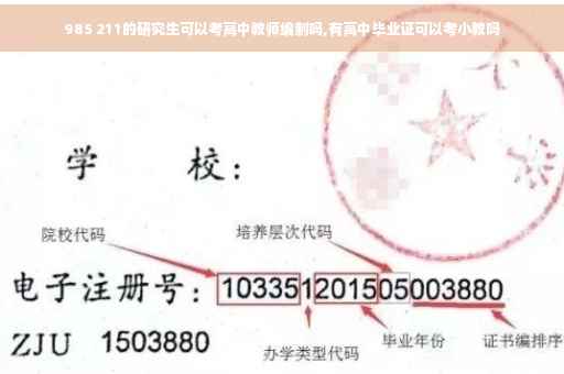 985 211的研究生可以考高中教师编制吗,有高中毕业证可以考小教吗