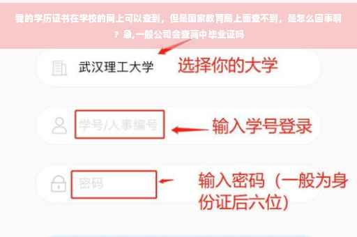 我的学历证书在学校的网上可以查到，但是国家教育局上面查不到，是怎么回事啊？急,一般公司会查高中毕业证吗