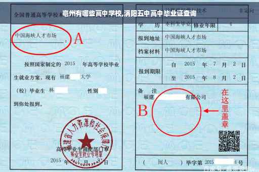 亳州有哪些高中学校,涡阳五中高中毕业证查询