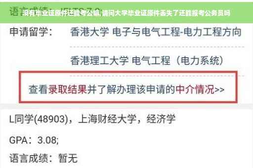 没有毕业证原件还能考公嘛,请问大学毕业证原件丢失了还能报考公务员吗
