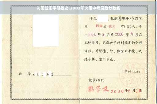 沈阳城市学院校史,2002年沈阳中考录取分数线