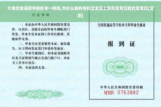 大专毕业证和学校名字一样吗,为什么有的专科毕业证上写的是专科有的是专科(高职)