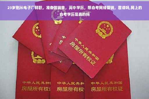 23岁刚从电子厂辞职，准备做销售，高中学历，想自考网络营销，靠谱吗,网上的自考学历是真的吗