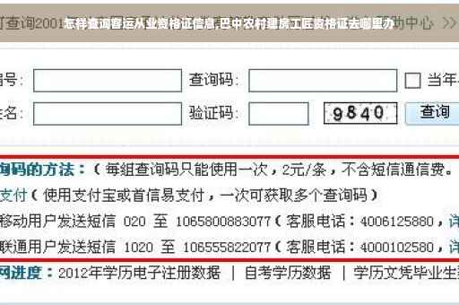 怎样查询客运从业资格证信息,巴中农村建房工匠资格证去哪里办