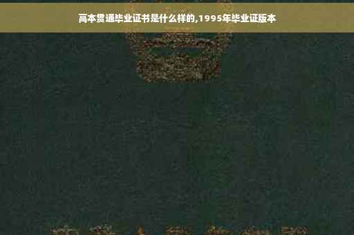 高本贯通毕业证书是什么样的,1995年毕业证版本