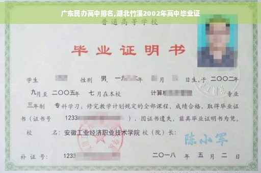 广东民办高中排名,湖北竹溪2002年高中毕业证