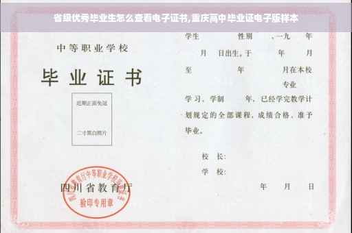 省级优秀毕业生怎么查看电子证书,重庆高中毕业证电子版样本
