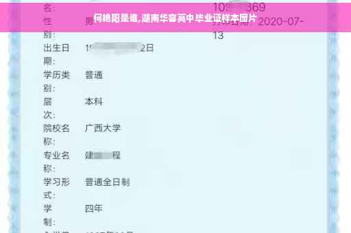 何艳阳是谁,湖南华容高中毕业证样本图片
