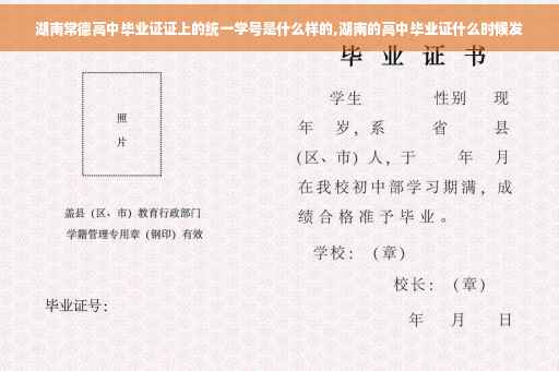 湖南常德高中毕业证证上的统一学号是什么样的,湖南的高中毕业证什么时候发