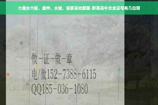 六盘水六枝、盘州、水城，你更喜欢那里-黔西高中毕业证号有几位啊