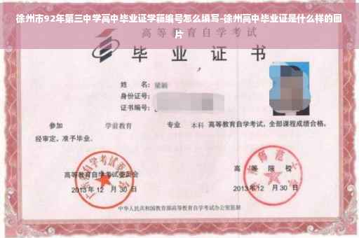 徐州市92年第三中学高中毕业证学籍编号怎么填写-徐州高中毕业证是什么样的图片