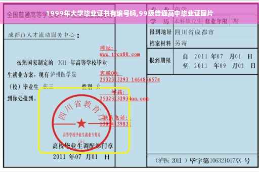 1999年大学毕业证书有编号吗,99级普通高中毕业证图片