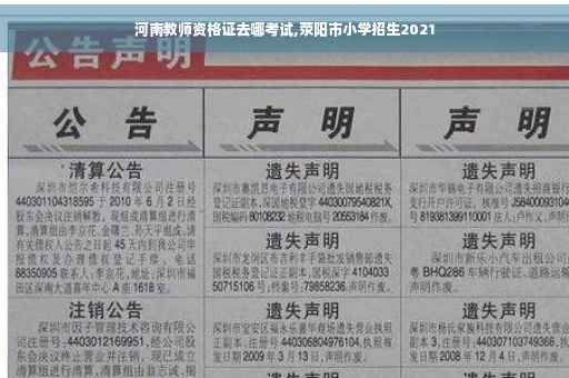 河南教师资格证去哪考试,荥阳市小学招生2021