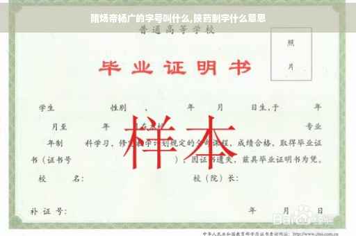 隋炀帝杨广的字号叫什么,陕药制字什么意思