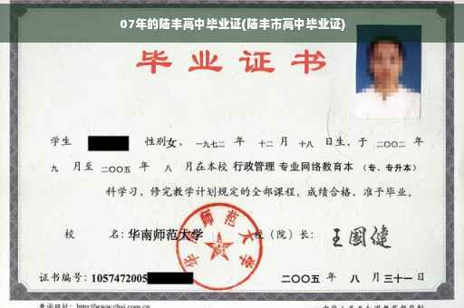 07年的陆丰高中毕业证(陆丰市高中毕业证)