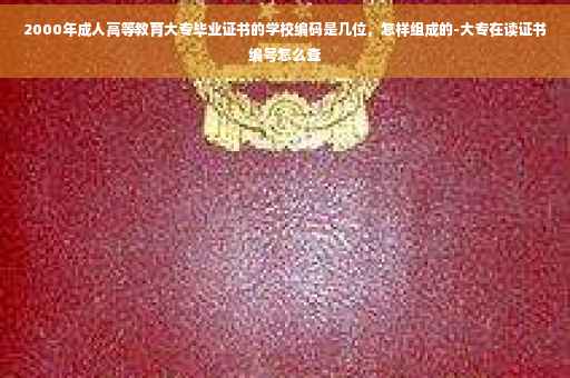 2000年成人高等教育大专毕业证书的学校编码是几位，怎样组成的-大专在读证书编号怎么查