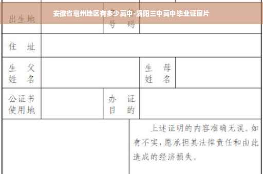 安徽省亳州地区有多少高中-涡阳三中高中毕业证图片