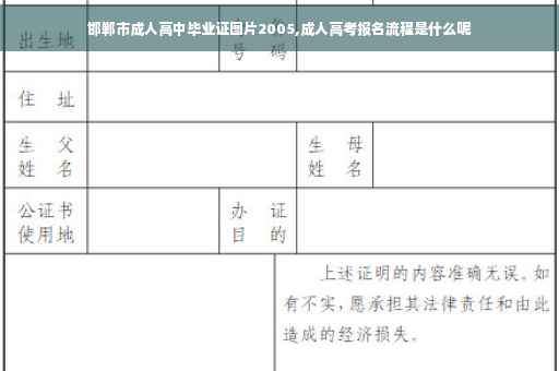 邯郸市成人高中毕业证图片2005,成人高考报名流程是什么呢