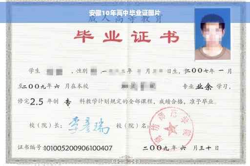 安徽10年高中毕业证图片