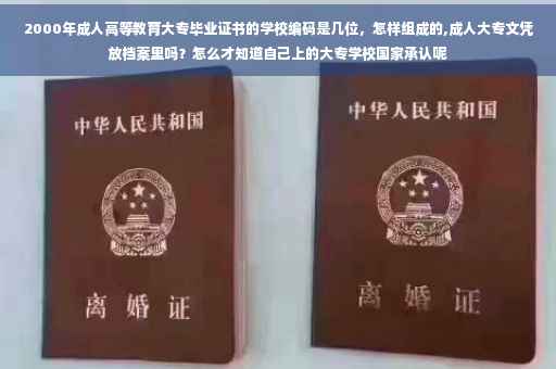 2000年成人高等教育大专毕业证书的学校编码是几位，怎样组成的,成人大专文凭放档案里吗？怎么才知道自己上的大专学校国家承认呢