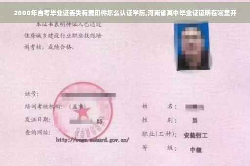 2000年自考毕业证丢失有复印件怎么认证学历,河南省高中毕业证证明在哪里开