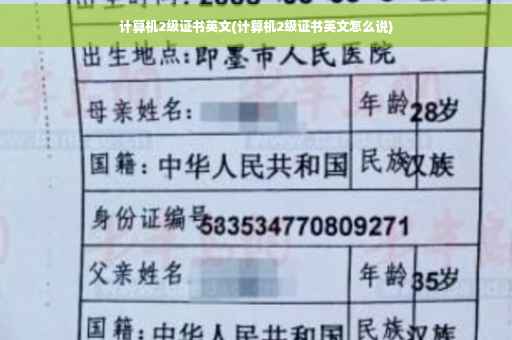 计算机2级证书英文(计算机2级证书英文怎么说)