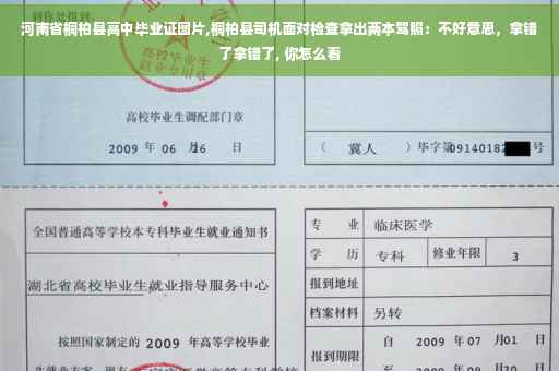 河南省桐柏县高中毕业证图片,桐柏县司机面对检查拿出两本驾照：不好意思，拿错了拿错了, 你怎么看