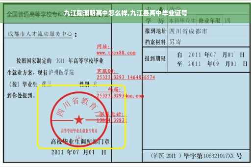 九江陶渊明高中怎么样,九江县高中毕业证号