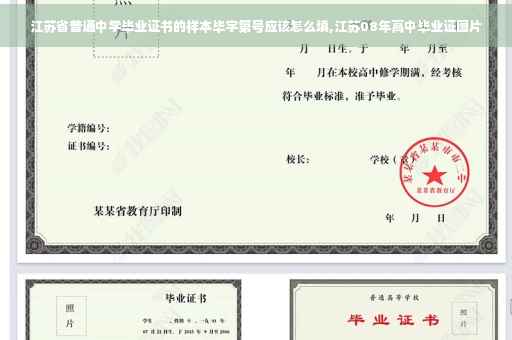 江苏省普通中学毕业证书的样本毕字第号应该怎么填,江苏08年高中毕业证图片