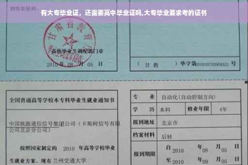 有大专毕业证，还需要高中毕业证吗,大专毕业要求考的证书