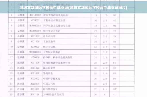 潍坊文华国际学校高中毕业证(潍坊文华国际学校高中毕业证图片)