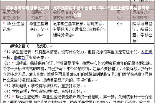 高中会考没通过怎么办啊，是不是真的不给毕业证啊-高中毕业证上面没有成绩吗怎么查