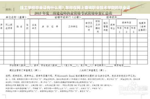 技工学校毕业证有什么用?,怎样在网上查询职业技术学院的毕业证