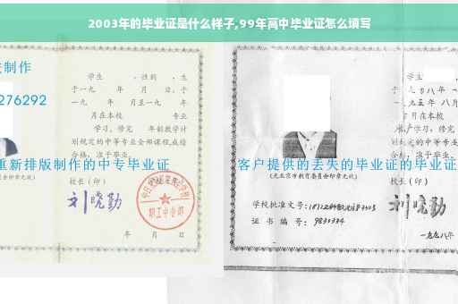 2003年的毕业证是什么样子,99年高中毕业证怎么填写