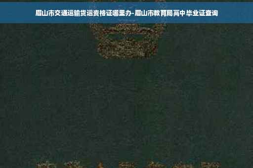 眉山市交通运输货运资格证哪里办-眉山市教育局高中毕业证查询