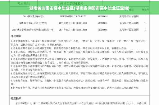 湖南省浏阳市高中毕业证(湖南省浏阳市高中毕业证查询)