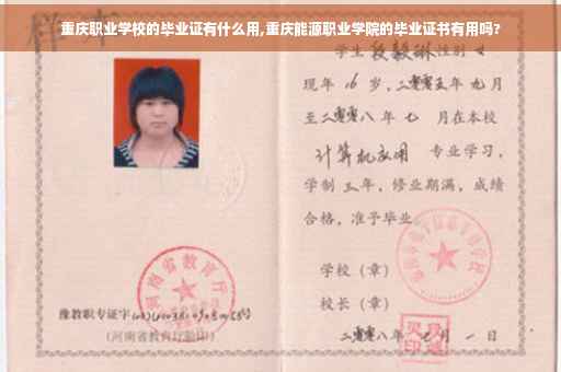 重庆职业学校的毕业证有什么用,重庆能源职业学院的毕业证书有用吗?