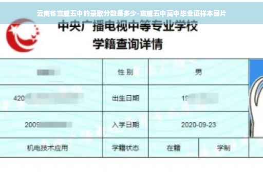 云南省宣威五中的录取分数是多少-宣威五中高中毕业证样本图片