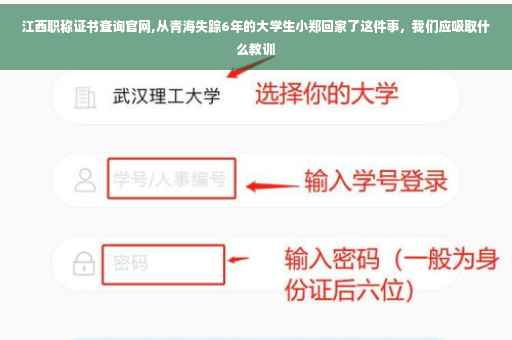 江西职称证书查询官网,从青海失踪6年的大学生小郑回家了这件事，我们应吸取什么教训