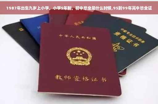 1987年出生九岁上小学，小学5年制，初中毕业是什么时候,95到99年高中毕业证