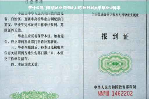 在什么部门申请从业资格证,山东巨野县高中毕业证样本