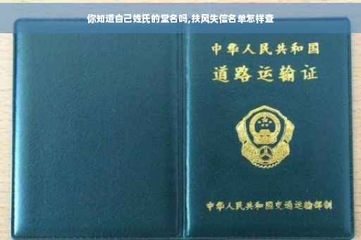 你知道自己姓氏的堂名吗,扶风失信名单怎样查