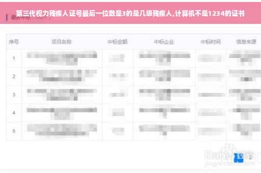 第三代视力残疾人证号最后一位数是3的是几级残疾人,计算机不是1234的证书