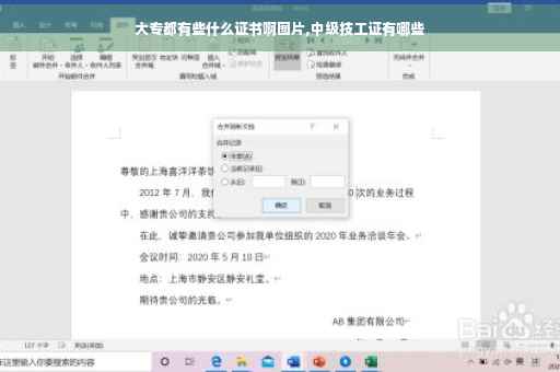 大专都有些什么证书啊图片,中级技工证有哪些