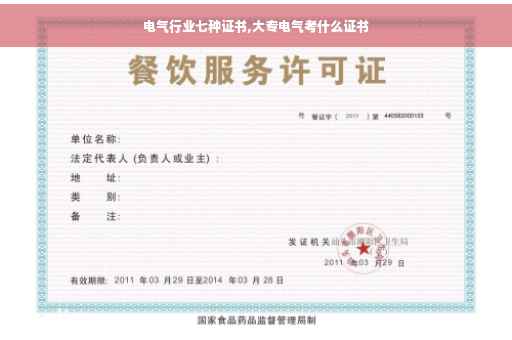 电气行业七种证书,大专电气考什么证书