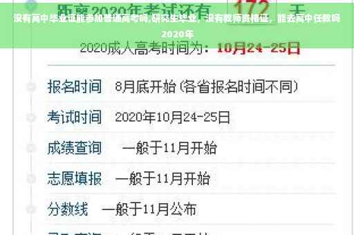 没有高中毕业证能参加普通高考吗,研究生毕业，没有教师资格证，能去高中任教吗2020年